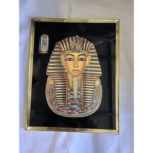 Vintage King Tut Egyptian 8x10 Mirrored Framed Picture Art #3277